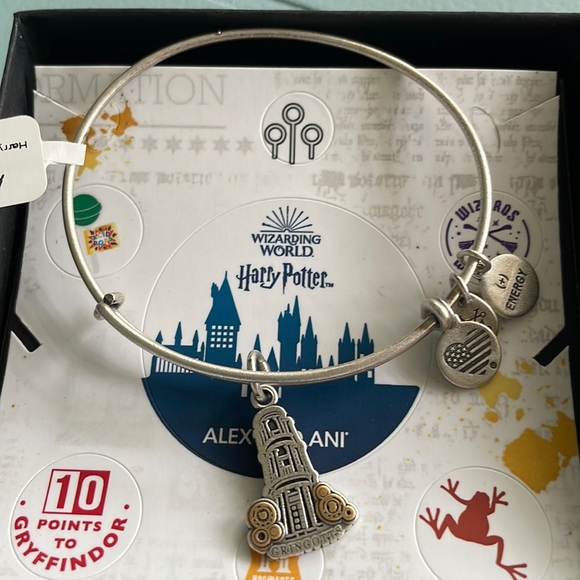 NWT Alex and Ani Harry Potter Gringott’s Two Tone Charm Bangle Rafaelian Silver® - Picture 3 of 9